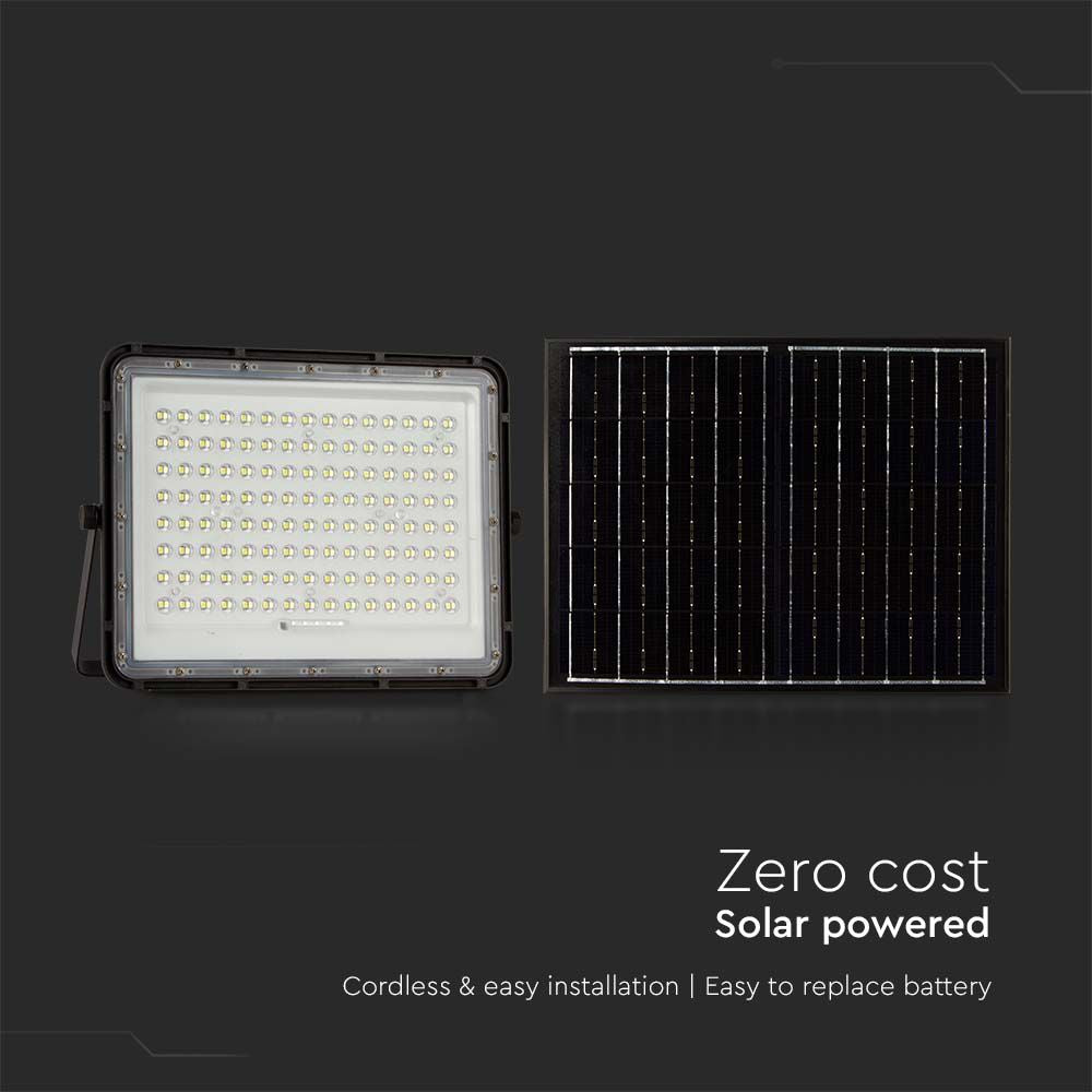 20W Solarny naświetlacz LED z czujnikiem zmierzchu / Panel z przewodem: 3m / Pilot / Bateria 16000mAh/ Barwa:4000K / Obudowa: Czarna