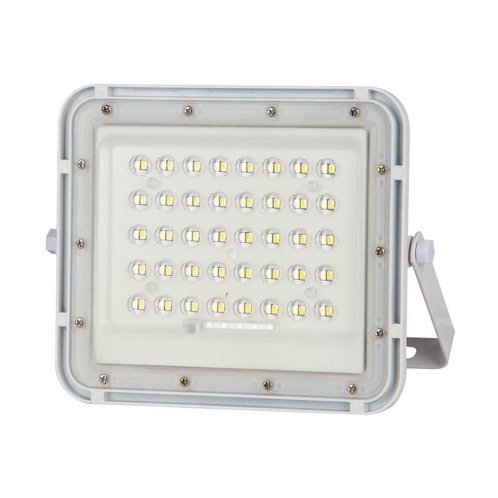 6W Solarny naświetlacz LED z czujnikiem zmierzchu / Panel z przewodem: 3m / Pilot / Bateria 5000mAh/ Barwa:4000K / Obudowa: Biała