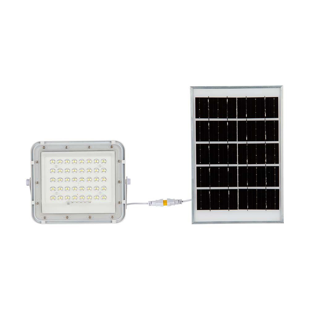 6W Solarny naświetlacz LED z czujnikiem zmierzchu / Panel z przewodem: 3m / Pilot / Bateria 5000mAh/ Barwa:4000K / Obudowa: Biała