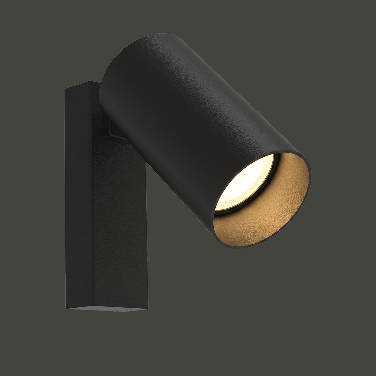 Nowodvorski Kinkiet regulowany z włącznikiem MONO 10W only LED 50/60Hz - Stal lakierowana - Czarny IV 7840 - lampa włączona