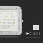 10W Solarny naświetlacz LED z czujnikiem zmierzchu / Panel z przewodem: 3m / Pilot / Bateria 6000mAh/ Barwa:4000K / Obudowa: Biała
