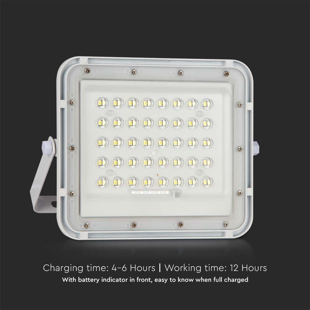 10W Solarny naświetlacz LED z czujnikiem zmierzchu / Panel z przewodem: 3m / Pilot / Bateria 6000mAh/ Barwa:4000K / Obudowa: Biała