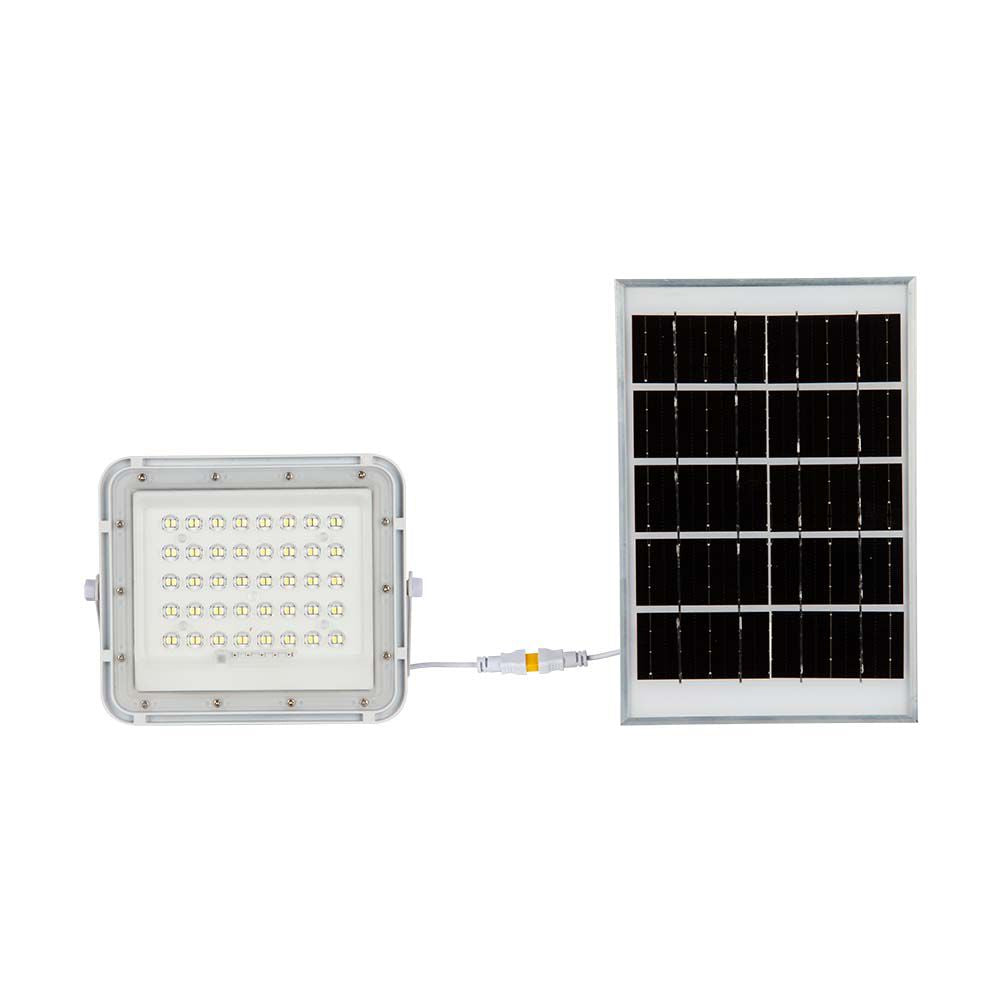 10W Solarny naświetlacz LED z czujnikiem zmierzchu / Panel z przewodem: 3m / Pilot / Bateria 6000mAh/ Barwa:6400K / Obudowa: Biała