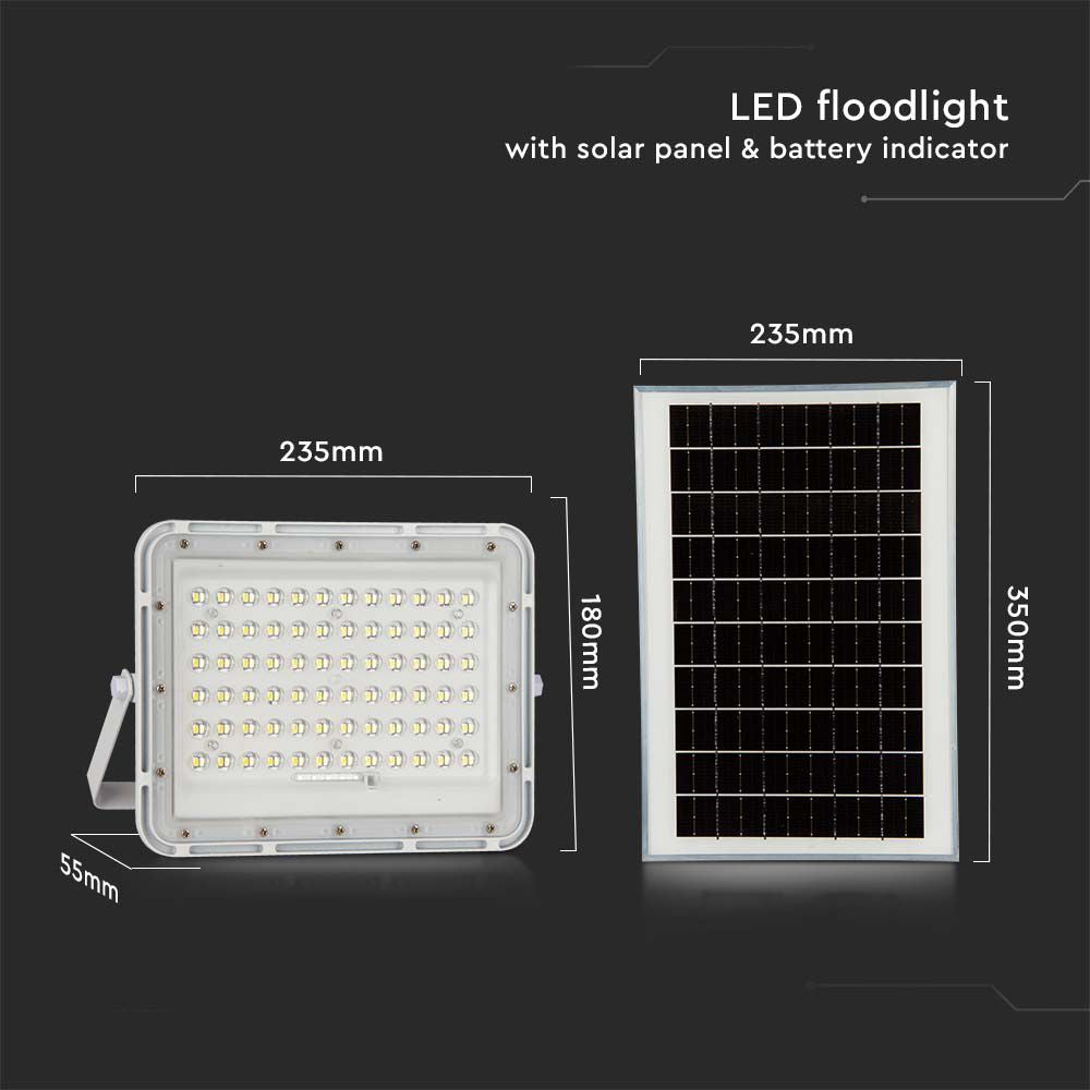 15W Solarny naświetlacz LED z czujnikiem zmierzchu / Panel z przewodem: 3m / Pilot / Bateria 12000mAh/ Barwa:4000K / Obudowa: Biała