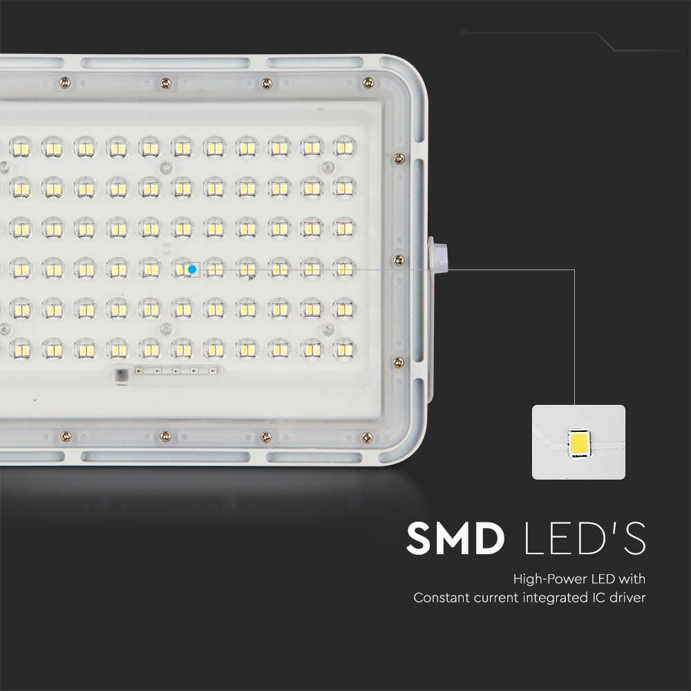 15W Solarny naświetlacz LED z czujnikiem zmierzchu / Panel z przewodem: 3m / Pilot / Bateria 12000mAh/ Barwa:4000K / Obudowa: Biała