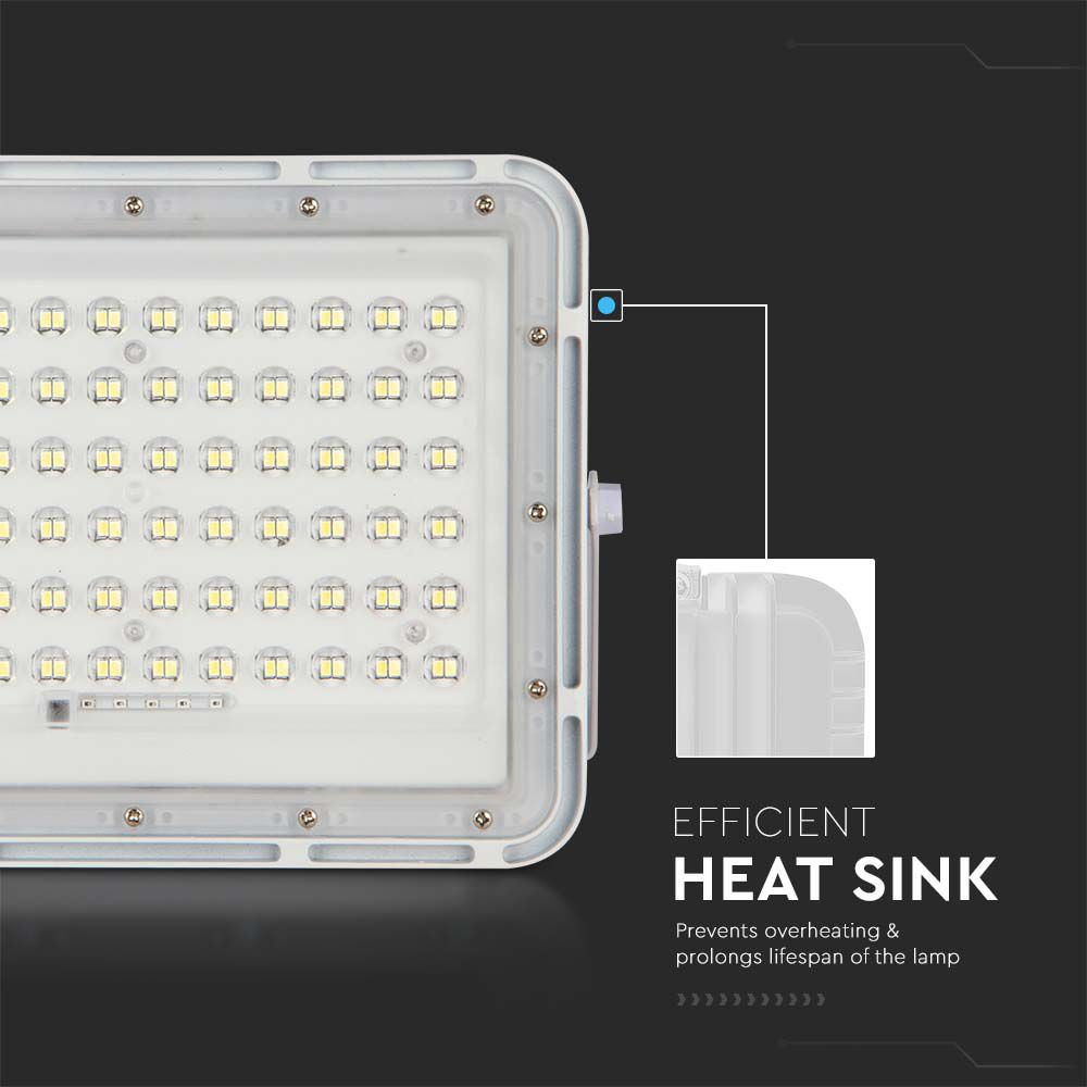15W Solarny naświetlacz LED z czujnikiem zmierzchu / Panel z przewodem: 3m / Pilot / Bateria 12000mAh/ Barwa:6400K / Obudowa: Biała