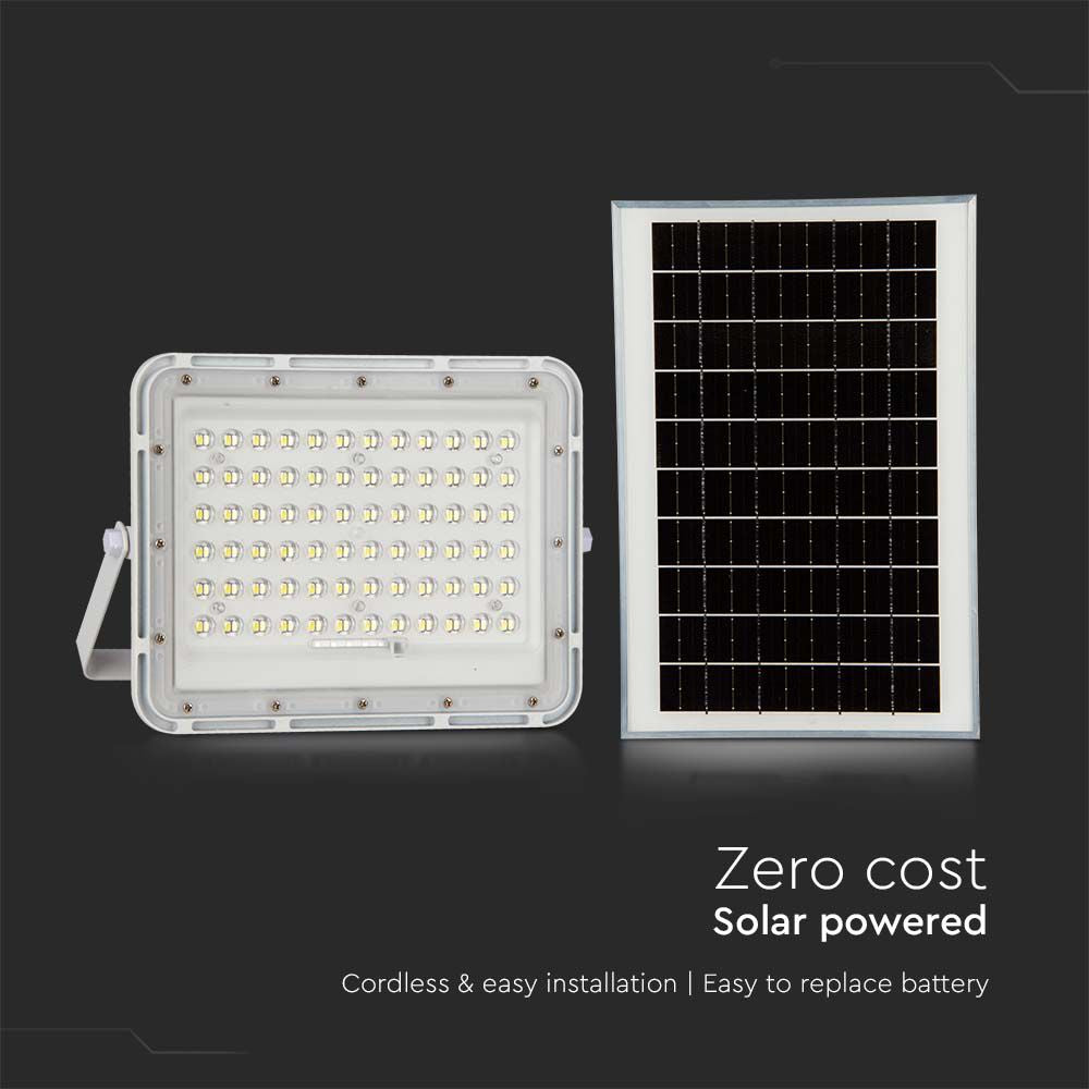 15W Solarny naświetlacz LED z czujnikiem zmierzchu / Panel z przewodem: 3m / Pilot / Bateria 12000mAh/ Barwa:4000K / Obudowa: Biała