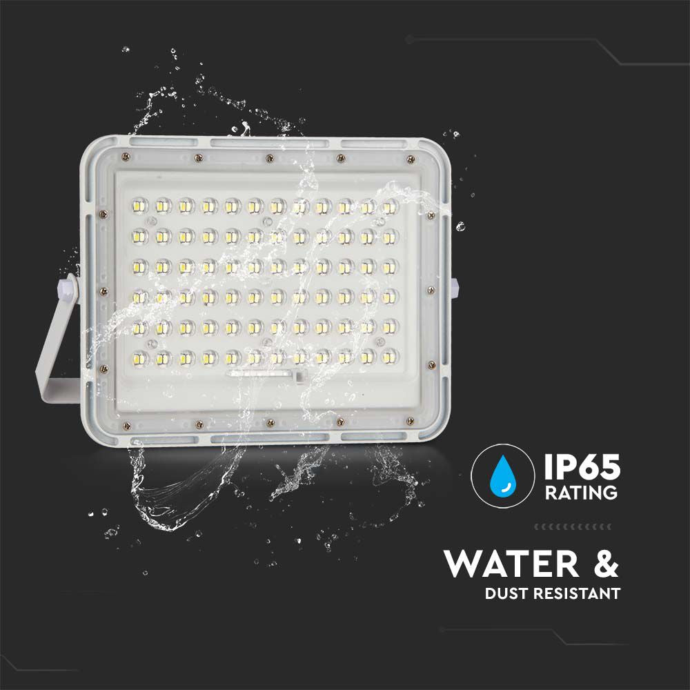 15W Solarny naświetlacz LED z czujnikiem zmierzchu / Panel z przewodem: 3m / Pilot / Bateria 12000mAh/ Barwa:6400K / Obudowa: Biała