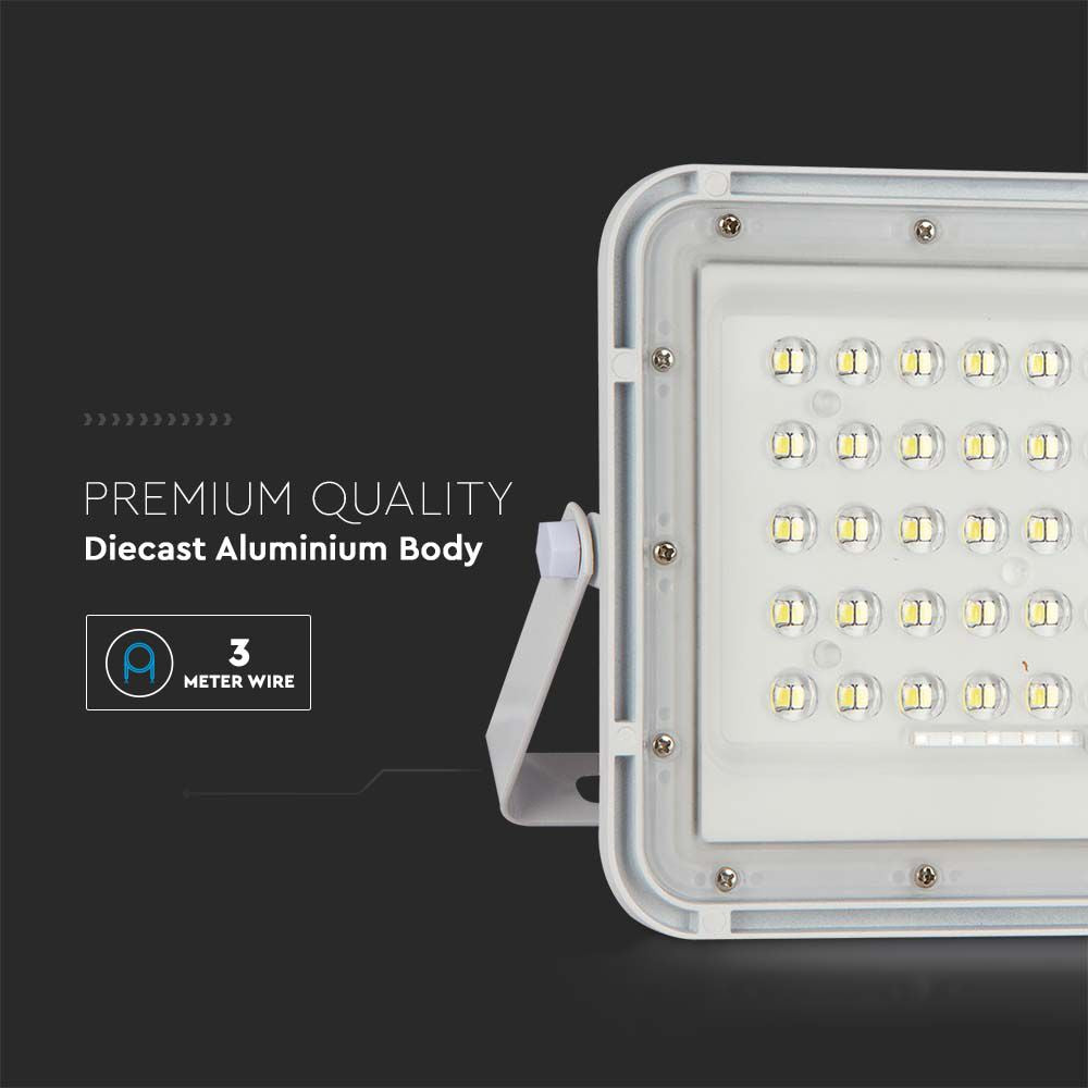 15W Solarny naświetlacz LED z czujnikiem zmierzchu / Panel z przewodem: 3m / Pilot / Bateria 12000mAh/ Barwa:6400K / Obudowa: Biała