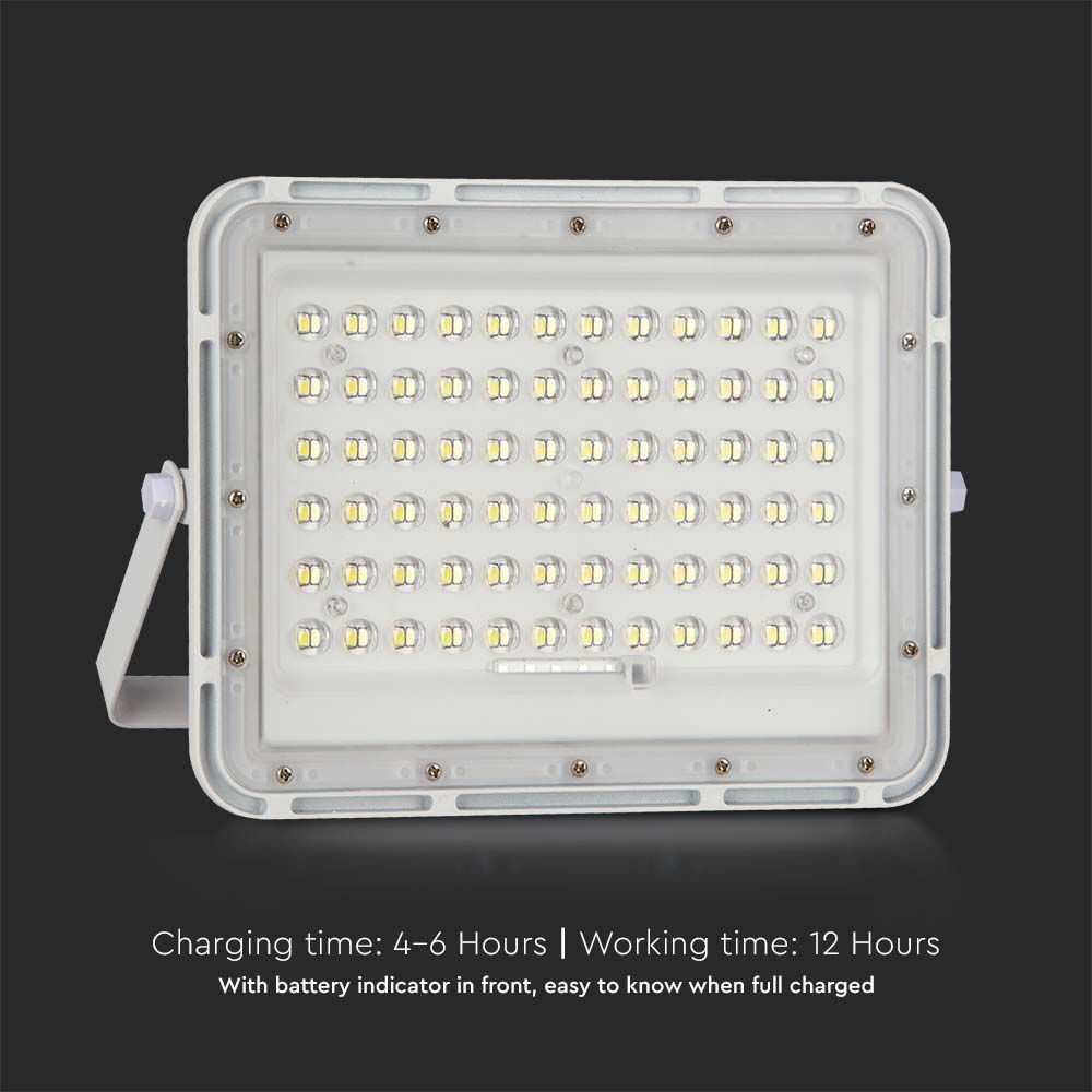 15W Solarny naświetlacz LED z czujnikiem zmierzchu / Panel z przewodem: 3m / Pilot / Bateria 12000mAh/ Barwa:4000K / Obudowa: Biała
