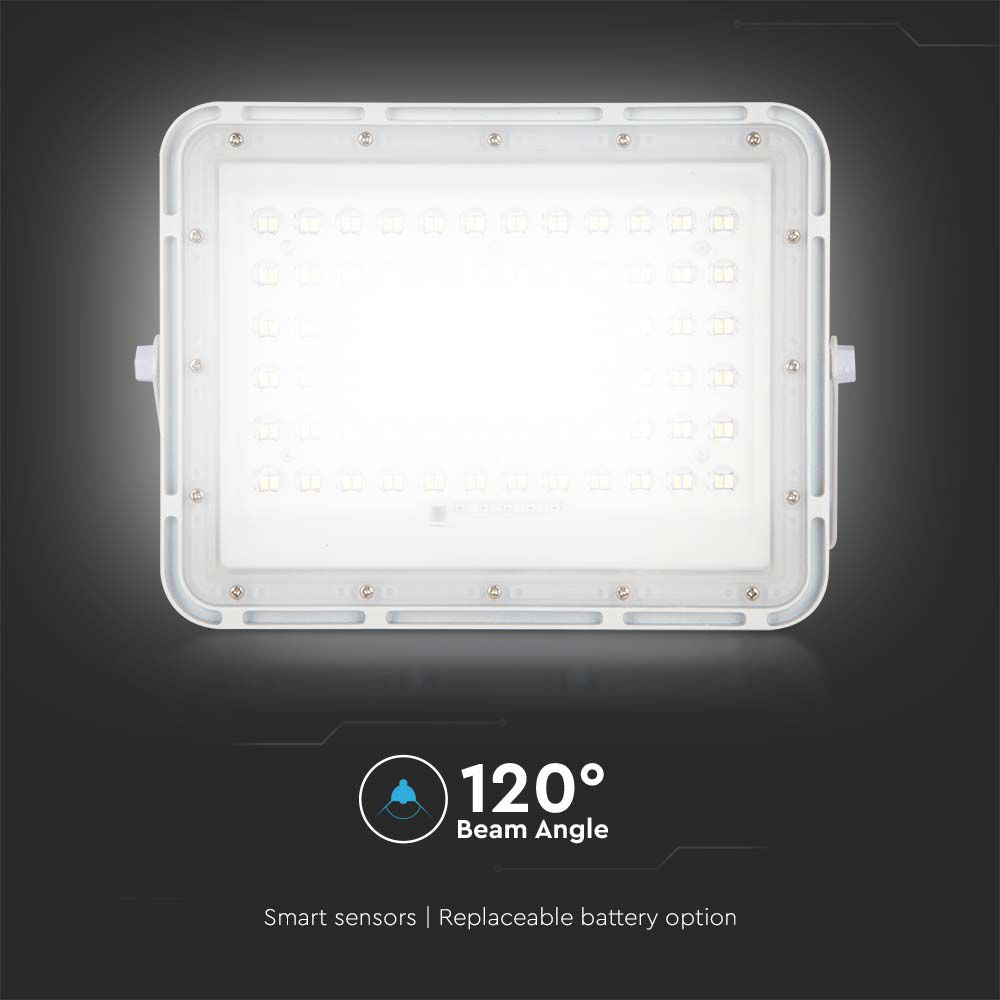 15W Solarny naświetlacz LED z czujnikiem zmierzchu / Panel z przewodem: 3m / Pilot / Bateria 12000mAh/ Barwa:4000K / Obudowa: Biała
