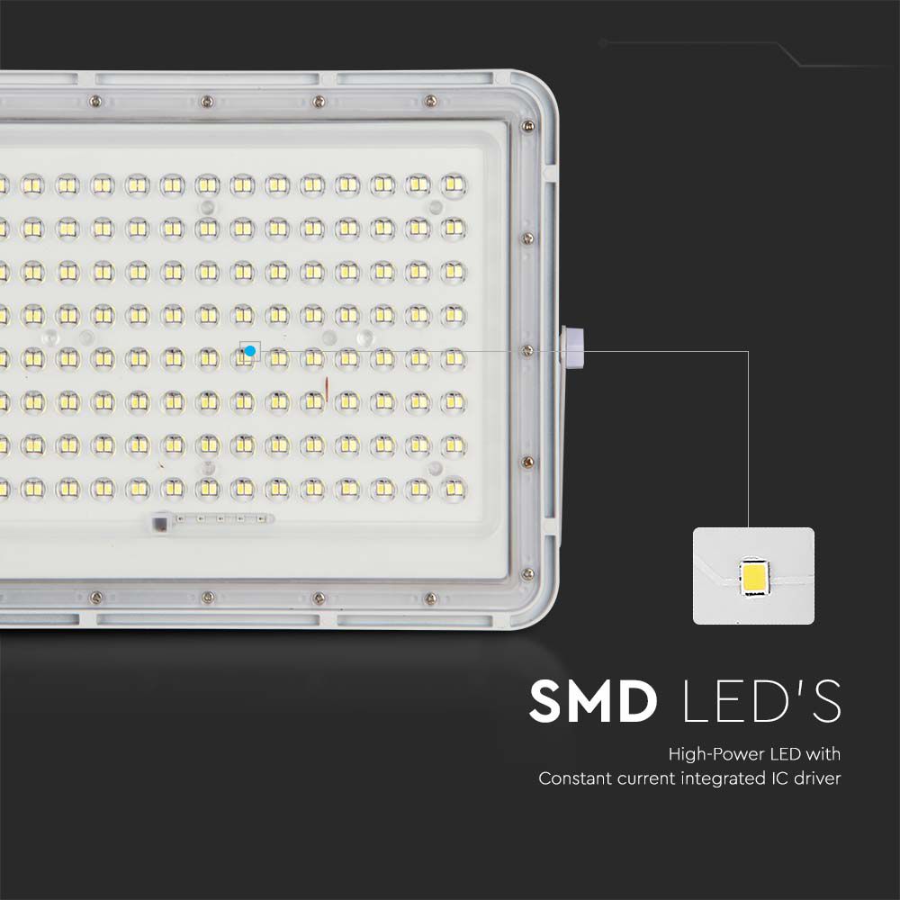20W Solarny naświetlacz LED z czujnikiem zmierzchu / Panel z przewodem: 3m / Pilot / Bateria 16000mAh/ Barwa:4000K / Obudowa: Biała