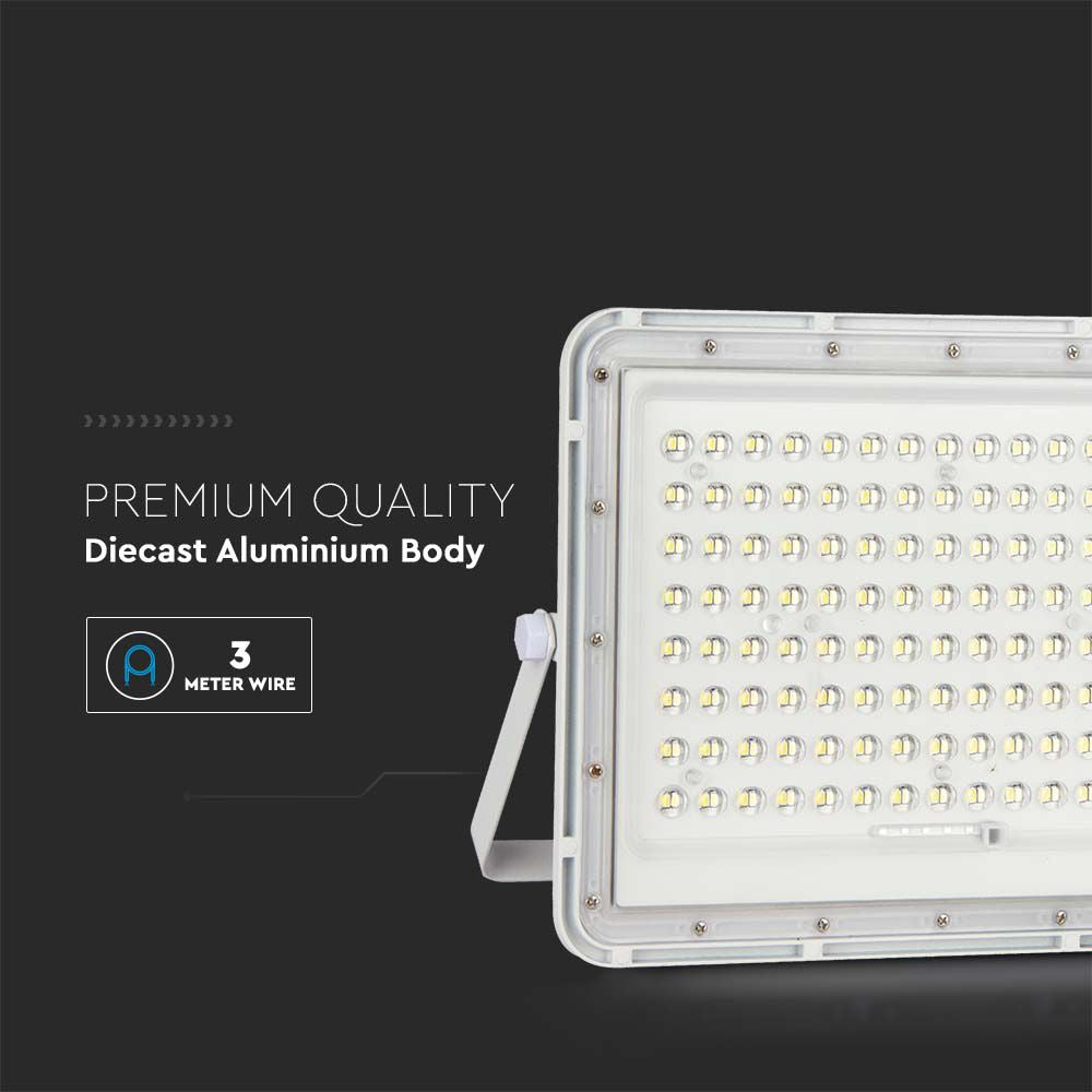 20W Solarny naświetlacz LED z czujnikiem zmierzchu / Panel z przewodem: 3m / Pilot / Bateria 16000mAh/ Barwa:6400K / Obudowa: Biała