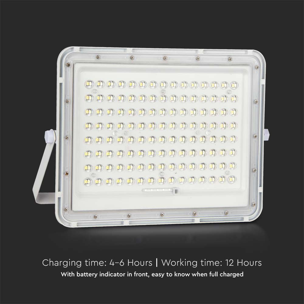 20W Solarny naświetlacz LED z czujnikiem zmierzchu / Panel z przewodem: 3m / Pilot / Bateria 16000mAh/ Barwa:6400K / Obudowa: Biała