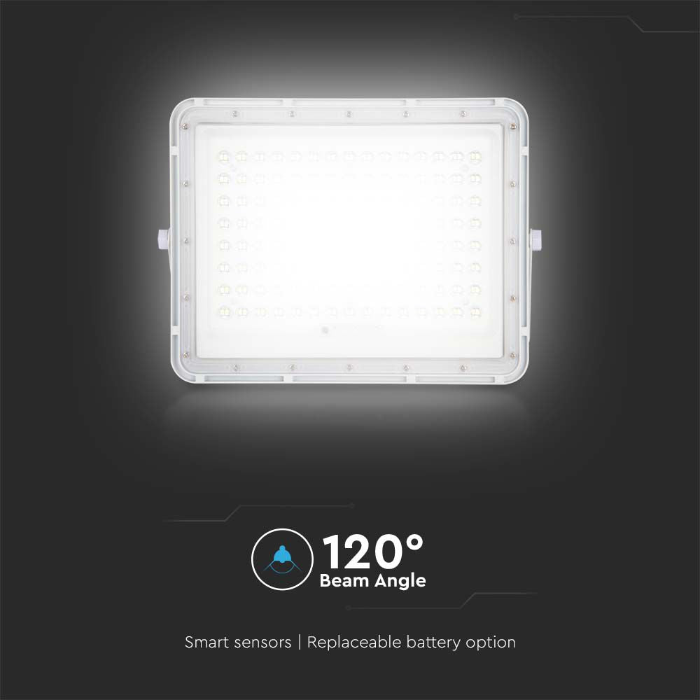 20W Solarny naświetlacz LED z czujnikiem zmierzchu / Panel z przewodem: 3m / Pilot / Bateria 16000mAh/ Barwa:6400K / Obudowa: Biała