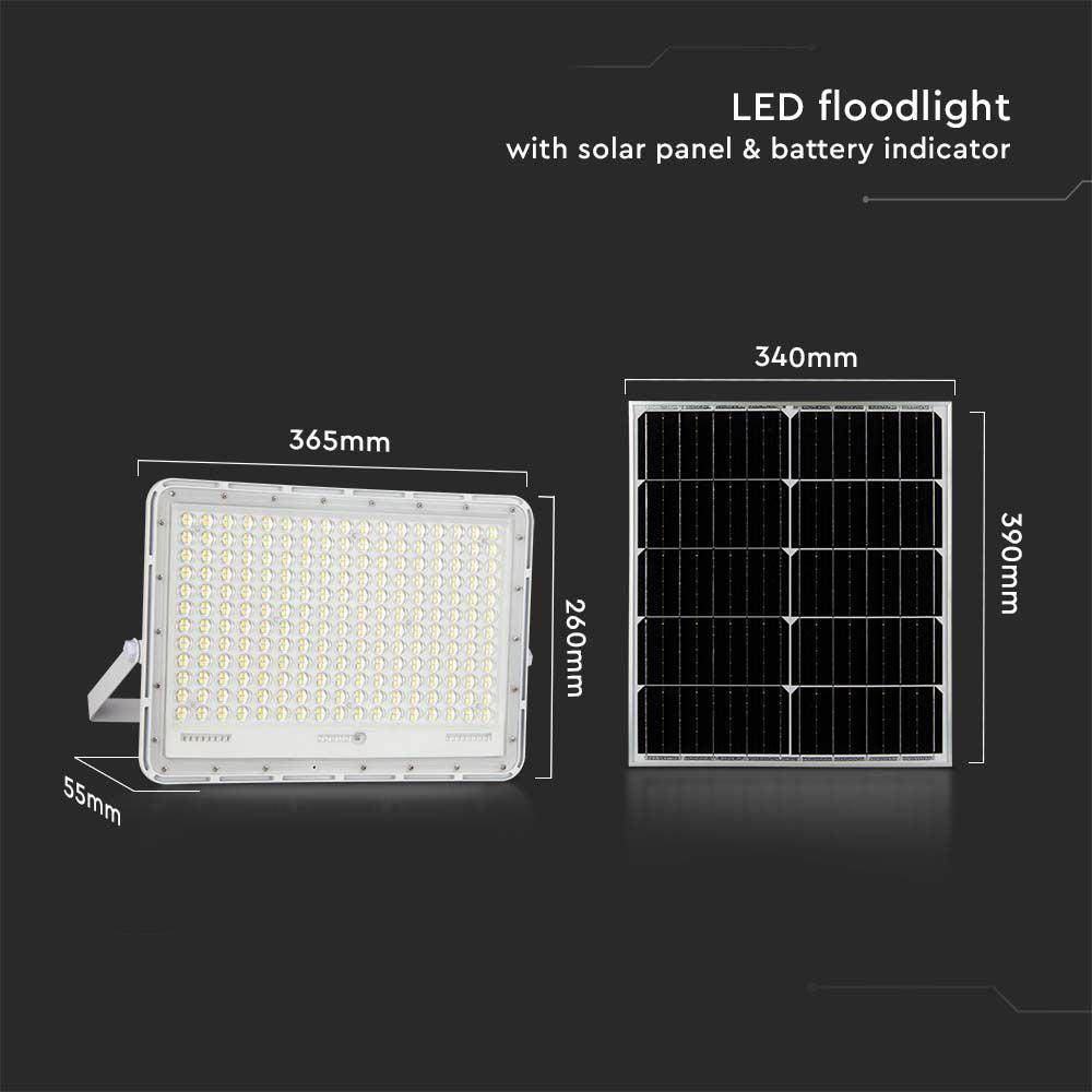 30W Solarny naświetlacz LED z czujnikiem zmierzchu / Panel z przewodem: 3m / Pilot / Bateria 20000mAh/ Barwa:6400K / Obudowa: Biała