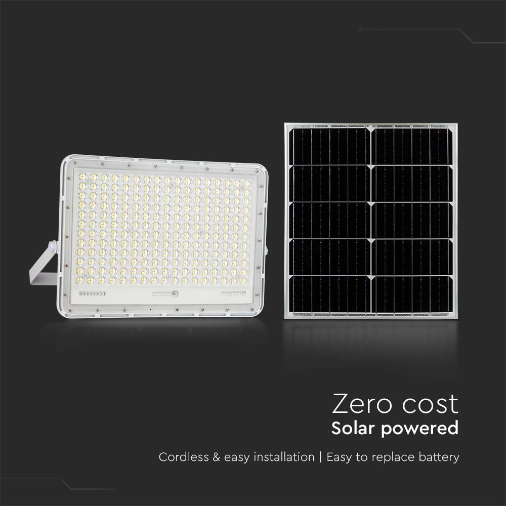 30W Solarny naświetlacz LED z czujnikiem zmierzchu / Panel z przewodem: 3m / Pilot / Bateria 20000mAh/ Barwa:6400K / Obudowa: Biała