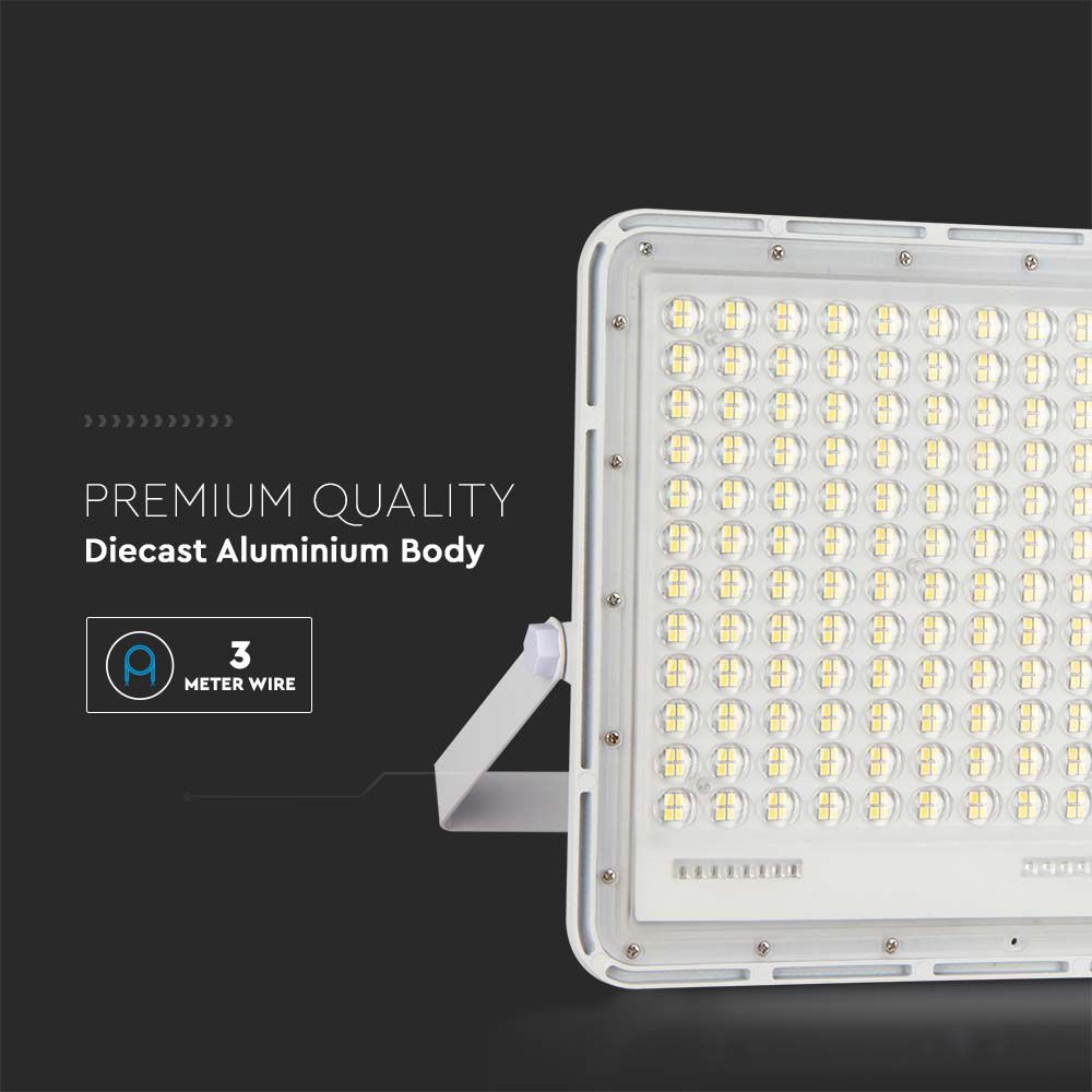 30W Solarny naświetlacz LED z czujnikiem zmierzchu / Panel z przewodem: 3m / Pilot / Bateria 20000mAh/ Barwa:4000K / Obudowa: Biała