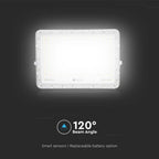 30W Solarny naświetlacz LED z czujnikiem zmierzchu / Panel z przewodem: 3m / Pilot / Bateria 20000mAh/ Barwa:6400K / Obudowa: Biała