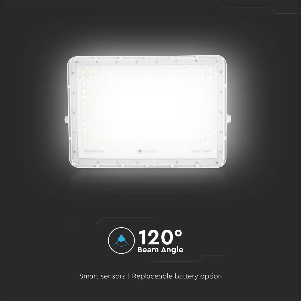30W Solarny naświetlacz LED z czujnikiem zmierzchu / Panel z przewodem: 3m / Pilot / Bateria 20000mAh/ Barwa:4000K / Obudowa: Biała