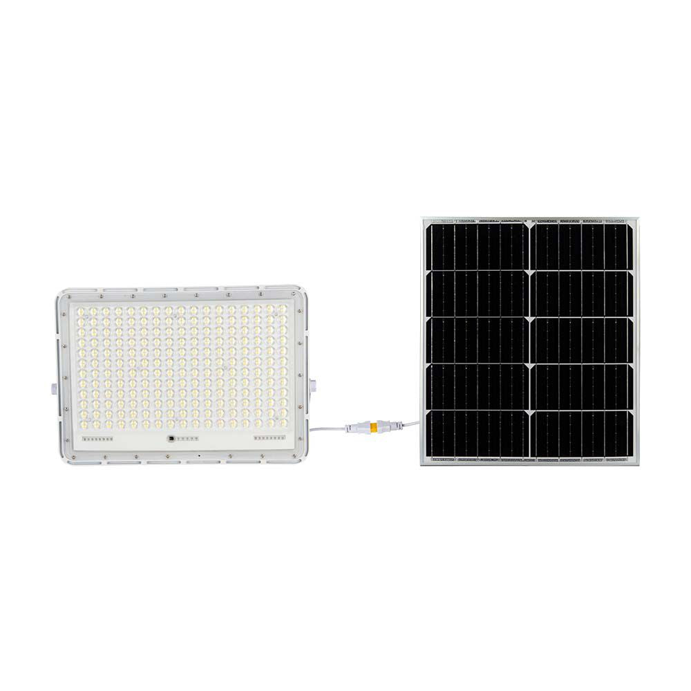 30W Solarny naświetlacz LED z czujnikiem zmierzchu / Panel z przewodem: 3m / Pilot / Bateria 20000mAh/ Barwa:6400K / Obudowa: Biała