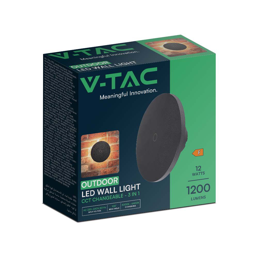 12W Kinkiet LED / Barwa:3w1 / Okrągły / Czarny / Ściemniany