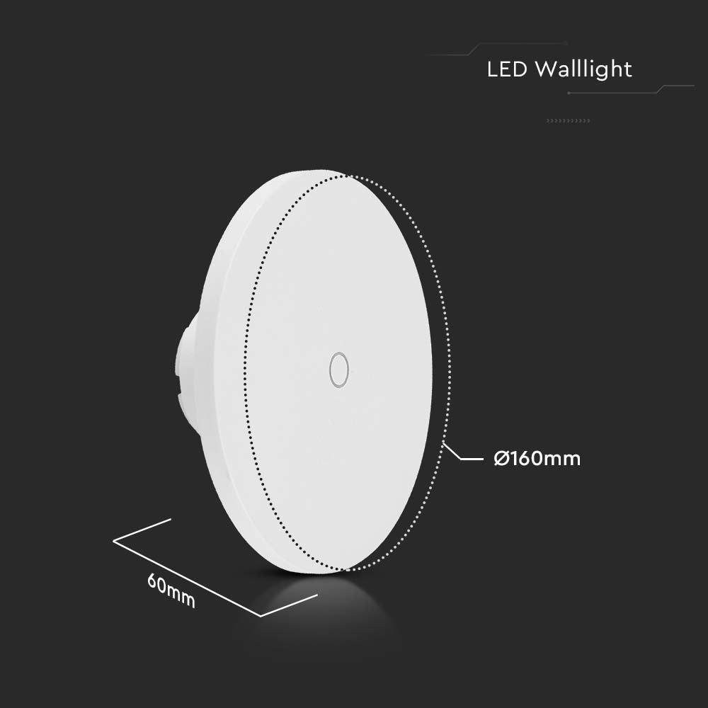12W Kinkiet LED / Barwa:3w1 / Okrągły / Biały / Ściemniany