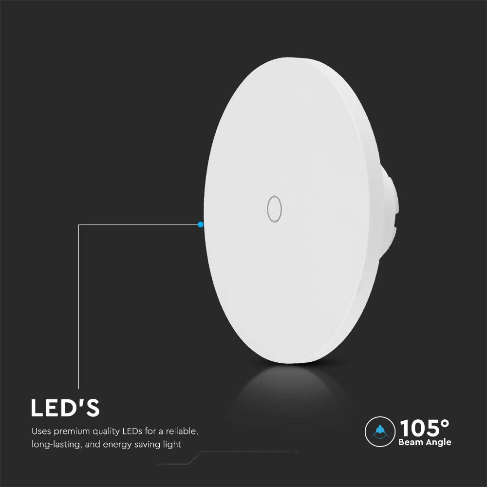 12W Kinkiet LED / Barwa:3w1 / Okrągły / Biały / Ściemniany