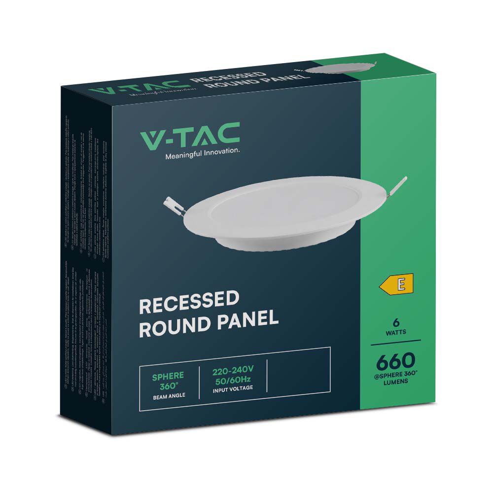 6W Panel LED Podtynkowy / Barwa:4000K / Okrągła / Biały
