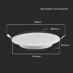 12W Panel LED Podtynkowy / Barwa:3000K / Okrągła / Biały