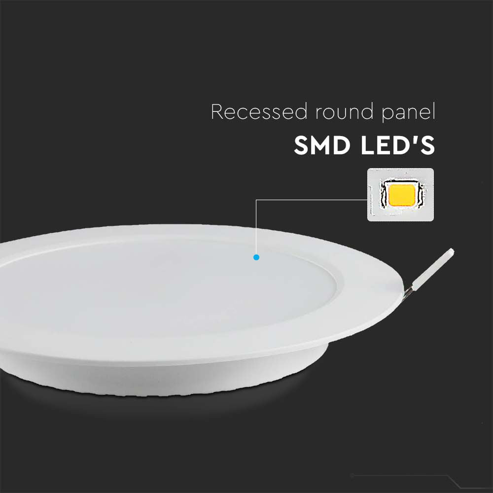 18W Panel LED Podtynkowy / Barwa:3000K / Okrągła / Biały