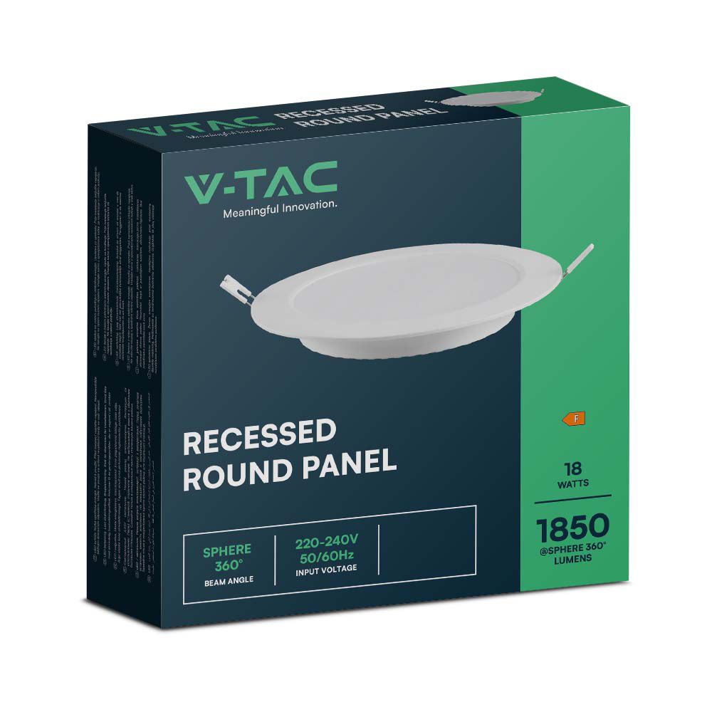 18W Panel LED Podtynkowy / Barwa:4000K / Okrągła / Biały