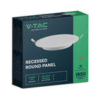 18W Panel LED Podtynkowy / Barwa:4000K / Okrągła / Biały