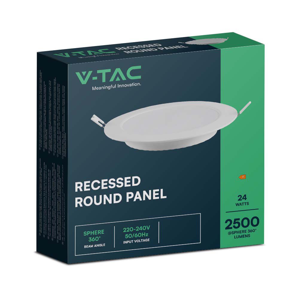 24W Panel LED Podtynkowy / Barwa:3000K / Kształt: Okrągły / Biały