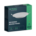 24W Panel LED Podtynkowy / Barwa:6500K / Kształt: Okrągły / Biały