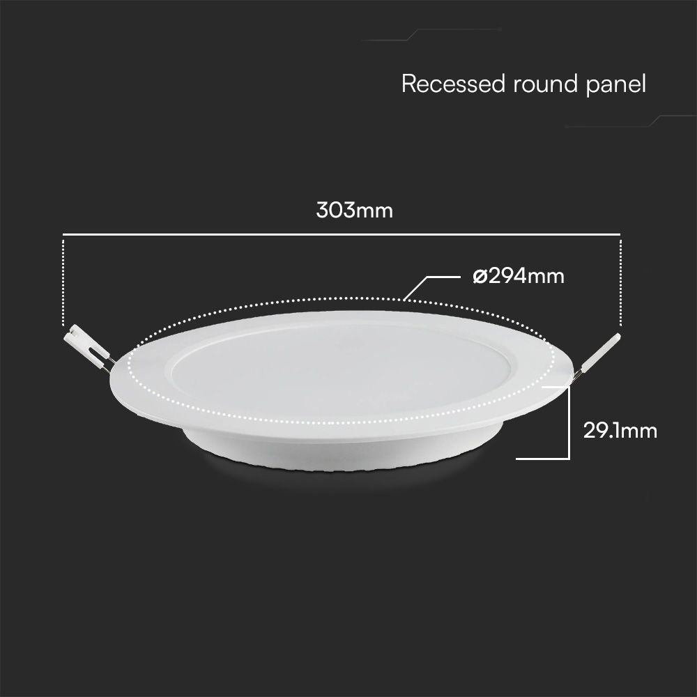 24W Panel LED Podtynkowy / Chip SAMSUNG / 5 Lat gwarancji / Barwa:3000K / Kształt: Okrągły / Biały