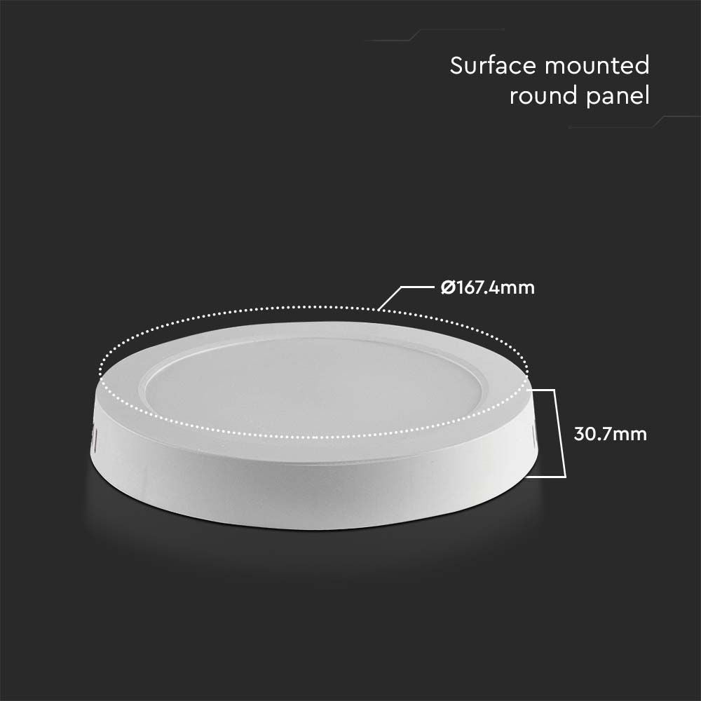 12W Panel LED Natynkowy / Barwa:3000K / Okrągła / Biały