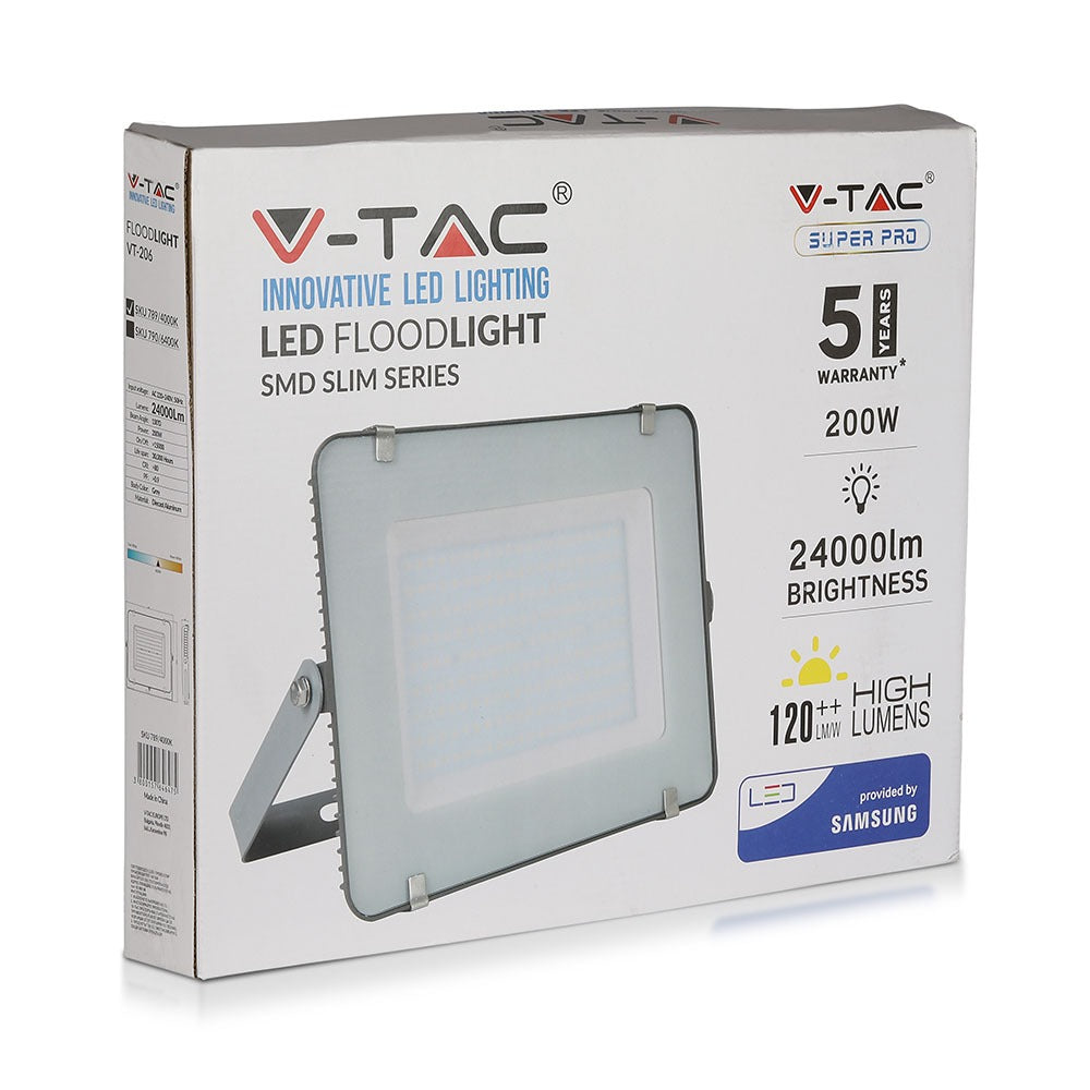 200W Naświetlacz LED SMD / Chip SAMSUNG / Barwa:4000K / Obudowa: Szara / Wydajność: 120lm/w