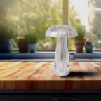Lampka nocna LED zasilana bateryjnie / Wysokość:25cm / Bateria 1800mAh / Ściemnianie przez dotyk / Barwa:3w1 / Obudowa: Transparentna