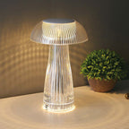 Lampka nocna LED zasilana bateryjnie / Wysokość:25cm / Bateria 1800mAh / Ściemnianie przez dotyk / Barwa:3w1 / Obudowa: Transparentna