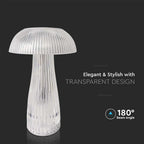 Lampka nocna LED zasilana bateryjnie / Wysokość:25cm / Bateria 1800mAh / Ściemnianie przez dotyk / Barwa:3w1 / Obudowa: Transparentna