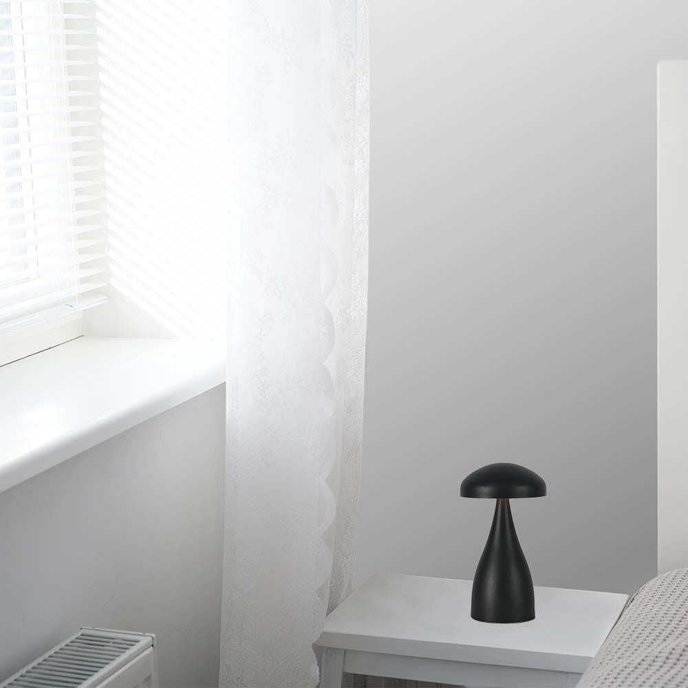 Lampka nocna LED zasilana bateryjnie / Wysokość:22cm / Bateria 1800mAh / Ściemnianie przez dotyk / Barwa:3w1 / Obudowa: Czarna