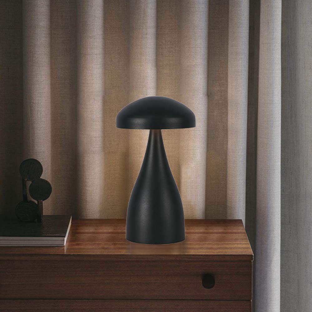 Lampka nocna LED zasilana bateryjnie / Wysokość:22cm / Bateria 1800mAh / Ściemnianie przez dotyk / Barwa:3w1 / Obudowa: Czarna