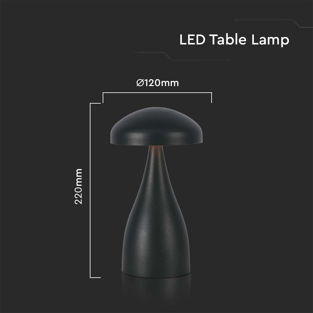 Lampka nocna LED zasilana bateryjnie / Wysokość:22cm / Bateria 1800mAh / Ściemnianie przez dotyk / Barwa:3w1 / Obudowa: Czarna