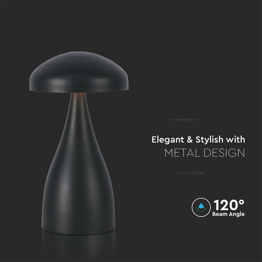 Lampka nocna LED zasilana bateryjnie / Wysokość:22cm / Bateria 1800mAh / Ściemnianie przez dotyk / Barwa:3w1 / Obudowa: Czarna