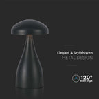 Lampka nocna LED zasilana bateryjnie / Wysokość:22cm / Bateria 1800mAh / Ściemnianie przez dotyk / Barwa:3w1 / Obudowa: Czarna