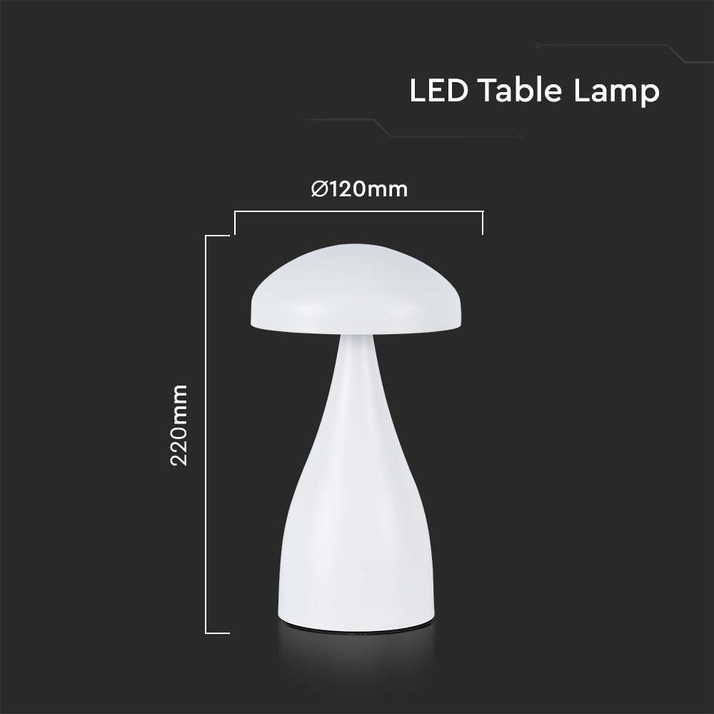 Lampka nocna LED zasilana bateryjnie / Wysokość:22cm / Bateria 1800mAh / Ściemnianie przez dotyk / Barwa:3w1 / Obudowa: Biała