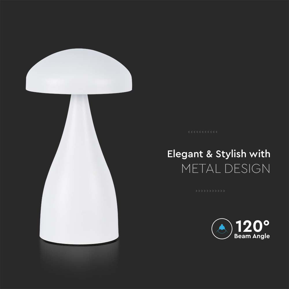 Lampka nocna LED zasilana bateryjnie / Wysokość:22cm / Bateria 1800mAh / Ściemnianie przez dotyk / Barwa:3w1 / Obudowa: Biała