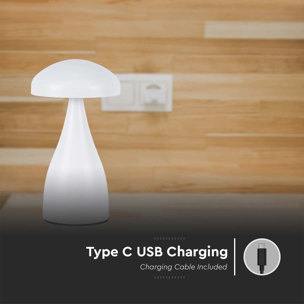 Lampka nocna LED zasilana bateryjnie / Wysokość:22cm / Bateria 1800mAh / Ściemnianie przez dotyk / Barwa:3w1 / Obudowa: Biała