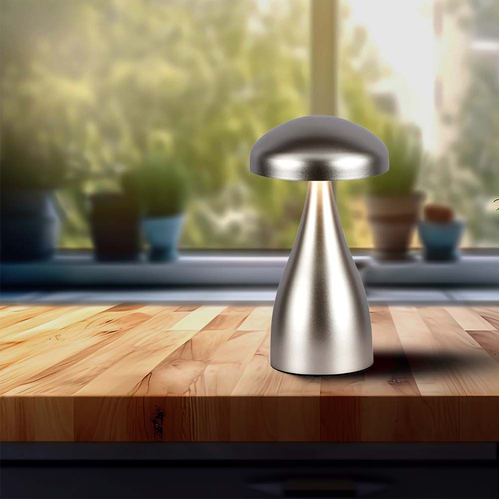 Lampka nocna LED zasilana bateryjnie / Wysokość:22cm / Bateria 1800mAh / Ściemnianie przez dotyk / Barwa:3w1 / Obudowa: Szampańskie złoto